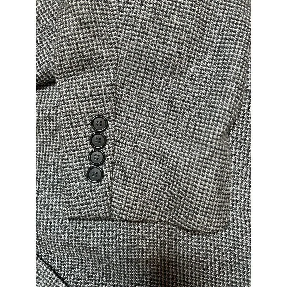Alan Flusser Mens 42 S Blazer‎ Gray Houndstooth Silk/ Wool Blend Sport Coat